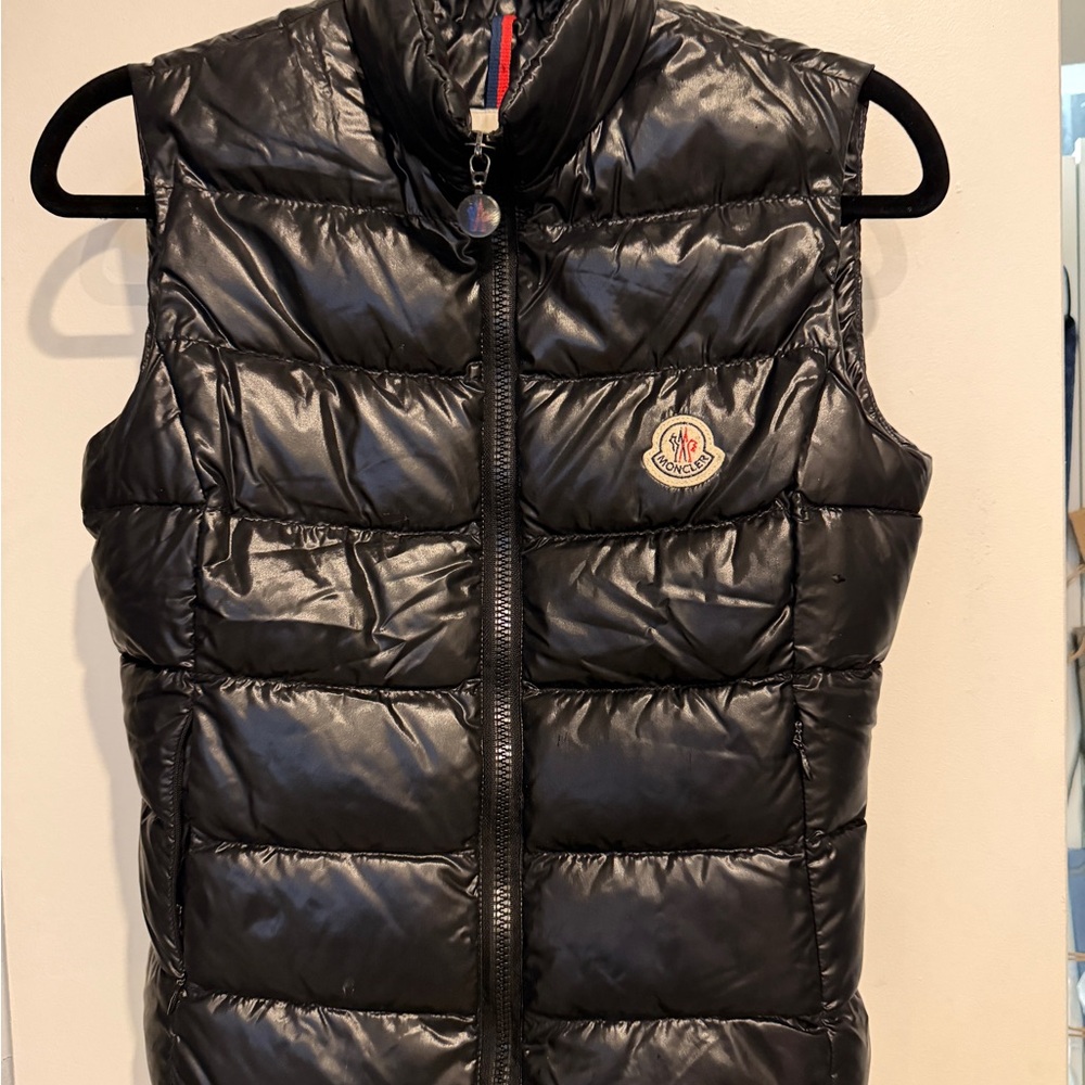 Moncler Shiny Black Quilted Vest